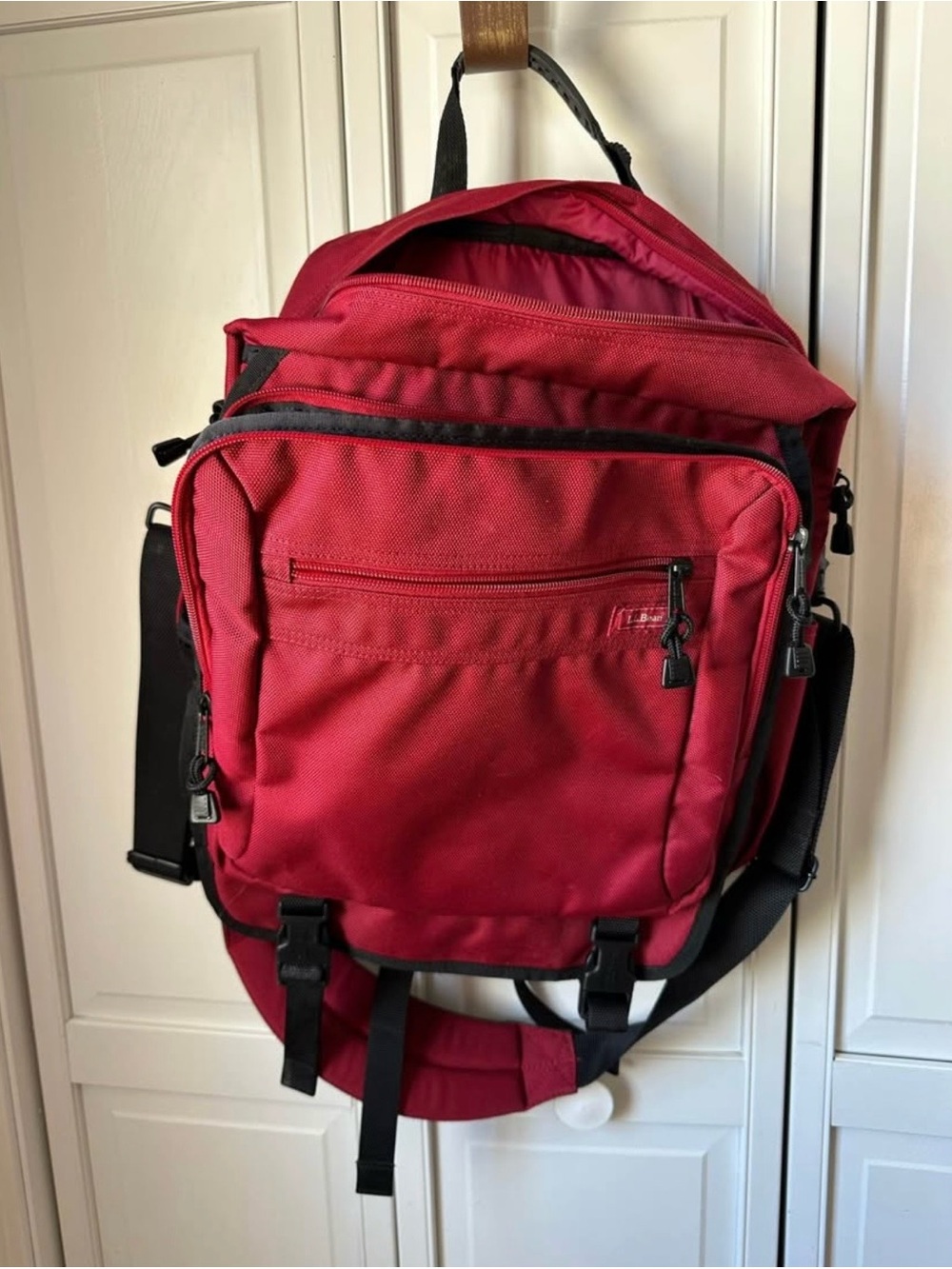 L.L. Bean Red Men's Backpack/Laptop Bag Black Accents and Shoulder Strap Option